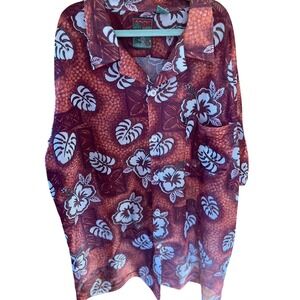 Pineapple Connection Brand Mens Hawaiian Shirt Floral Print Button Up‎ Large
